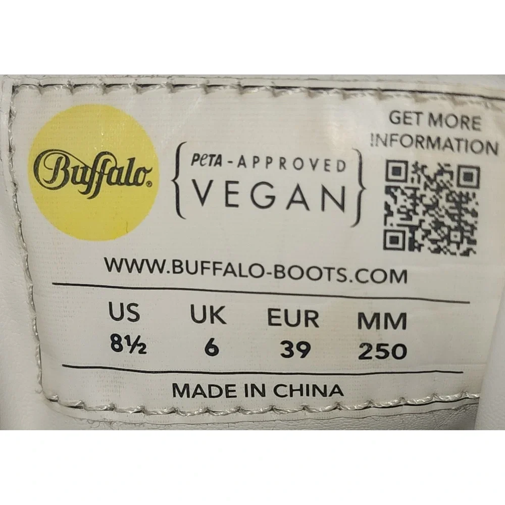 Buffalo London Aspha NC Mid White Vegan Leather Chunky Platform Boots 8.5